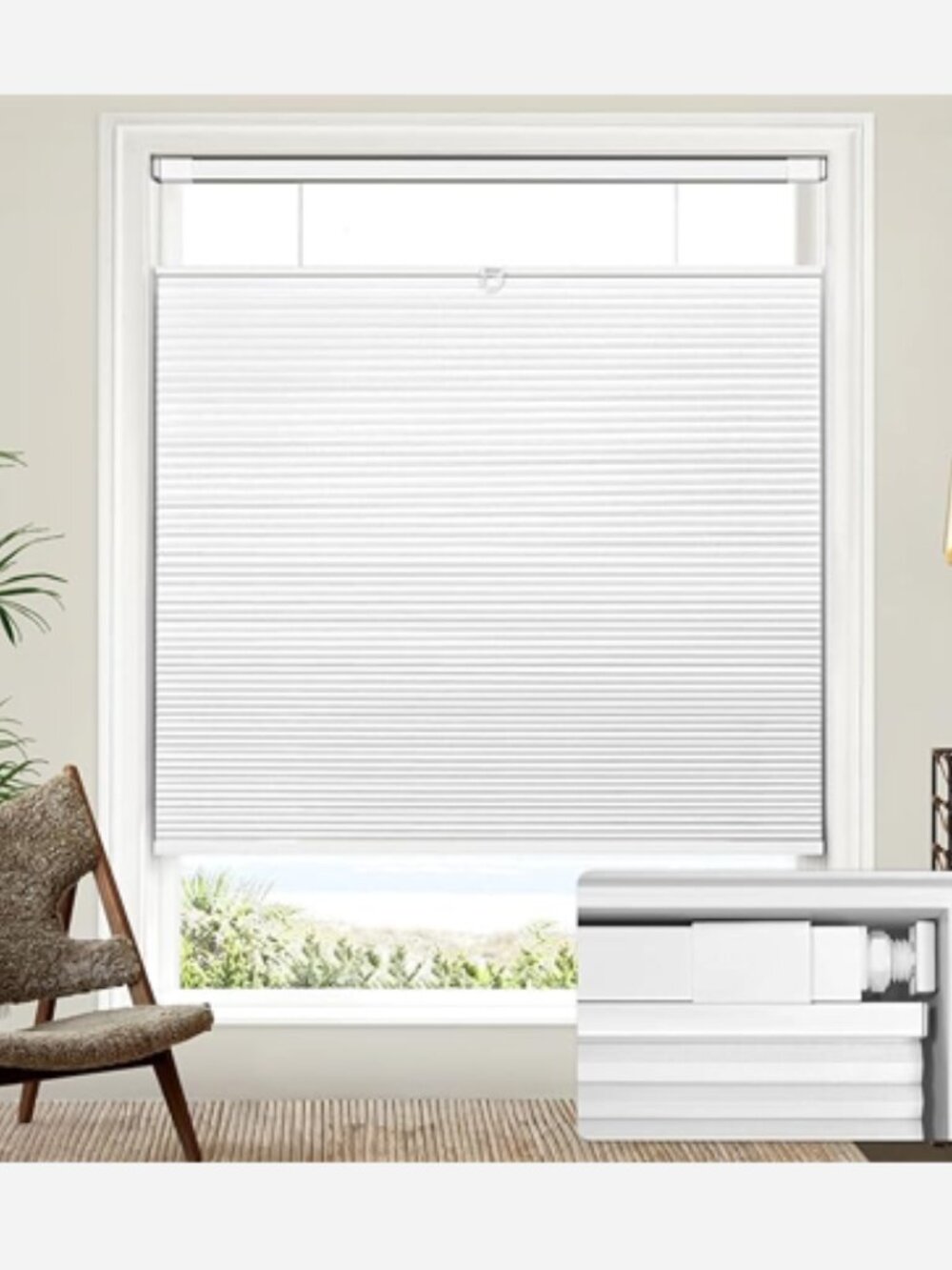 LazBlinds Magnetic Top Down Bottom Up Cellular Shade 32”W x 48”H White Blackout